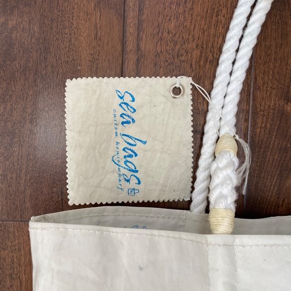 NWT Sea Bags Medium Tote Black, Blue & White - Picture 7 of 9